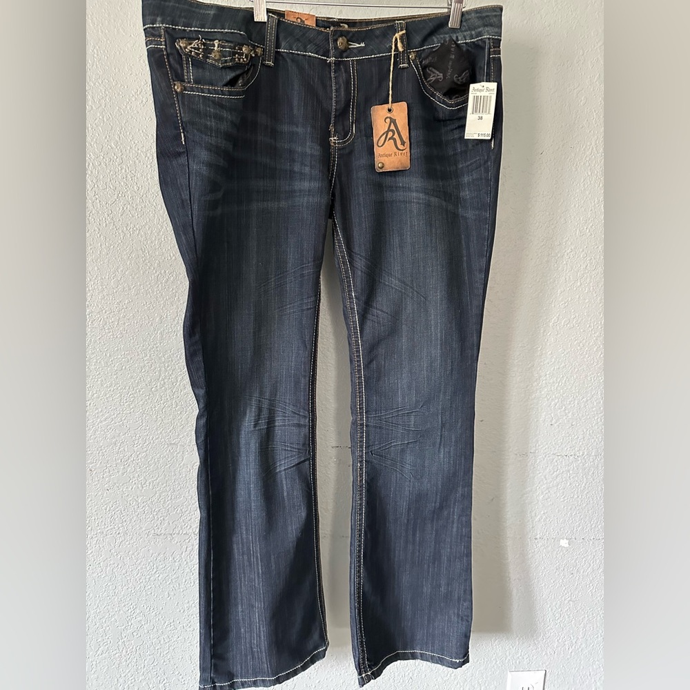 NWT ANTIQUE RIVER boot cut jeans color blue size 38